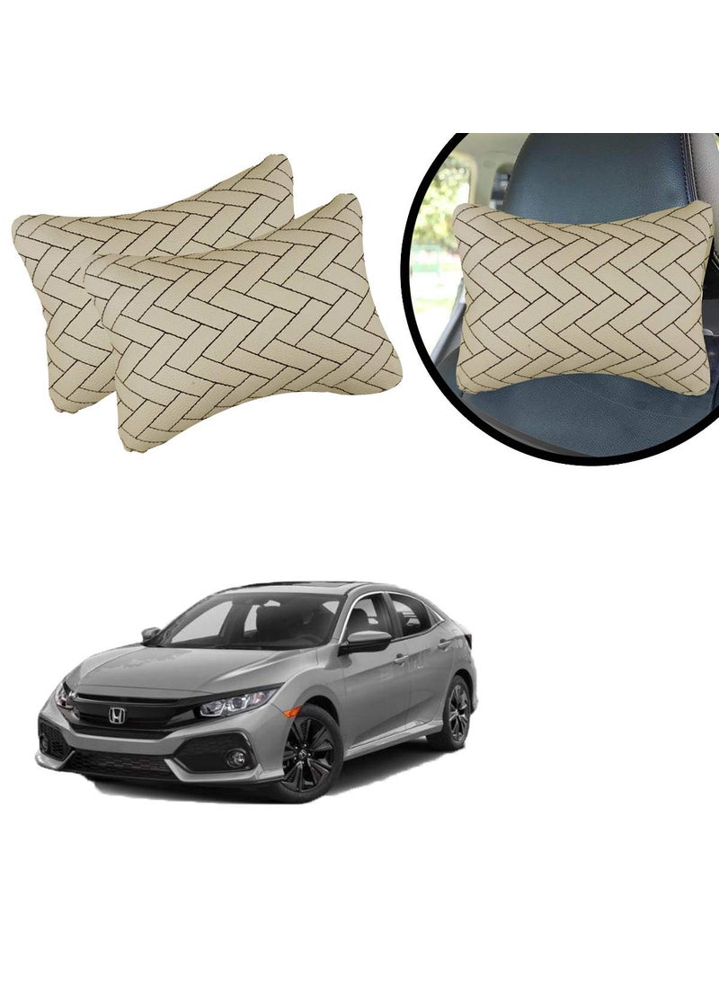 Adroitz Adroitz Beige Leathertte Material Neck Rest Cushion in ZigZag Design for Car_247  - Image 1