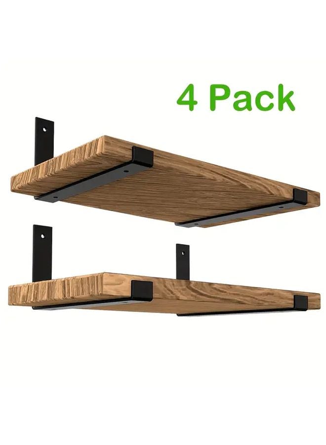 Heavy Duty Metal Shelf Brackets 10 Inch 4 Pack Black Gray Concealed Mounting Shelves - Image 1