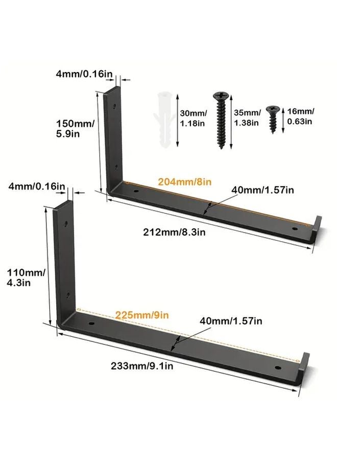 Heavy Duty Metal Shelf Brackets 10 Inch 4 Pack Black Gray Concealed Mounting Shelves - Image 4