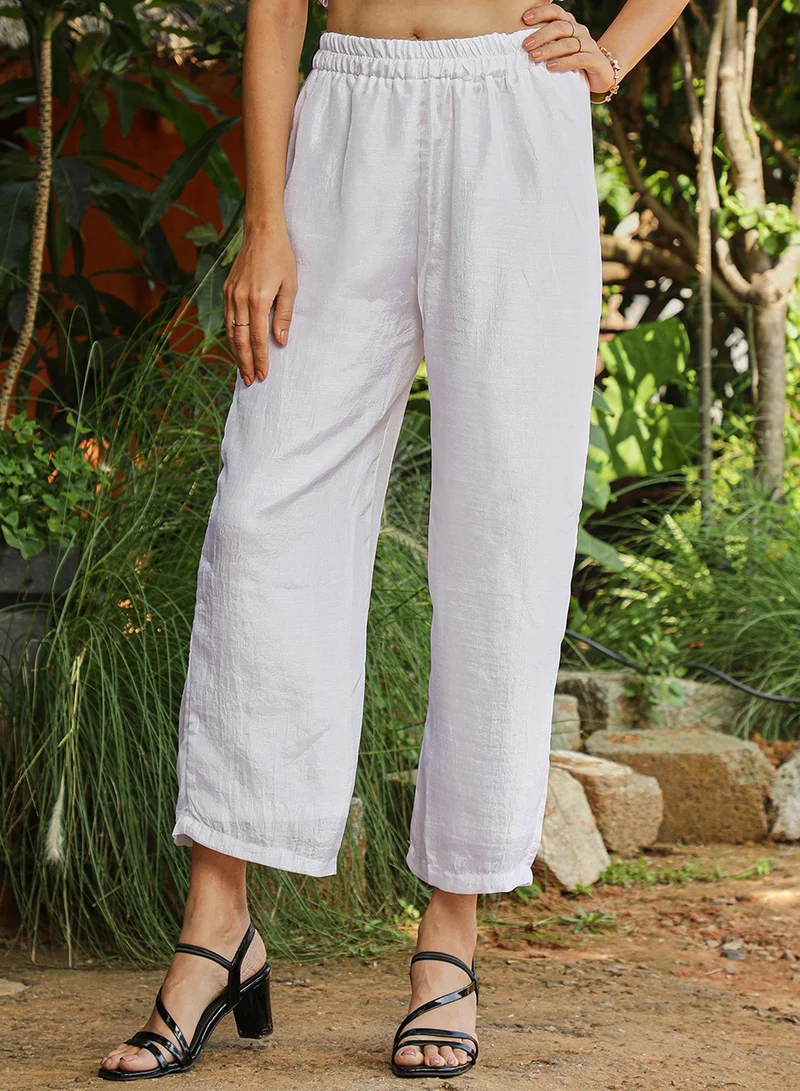 QISSA Women's Daisy White Soirée Frill Kurta Set For Casual Wear | Spagetti Straps | Sleeveless | 2 Piece Kurta Set Designed With Comfort Fit For Everyday Ethnic Wear