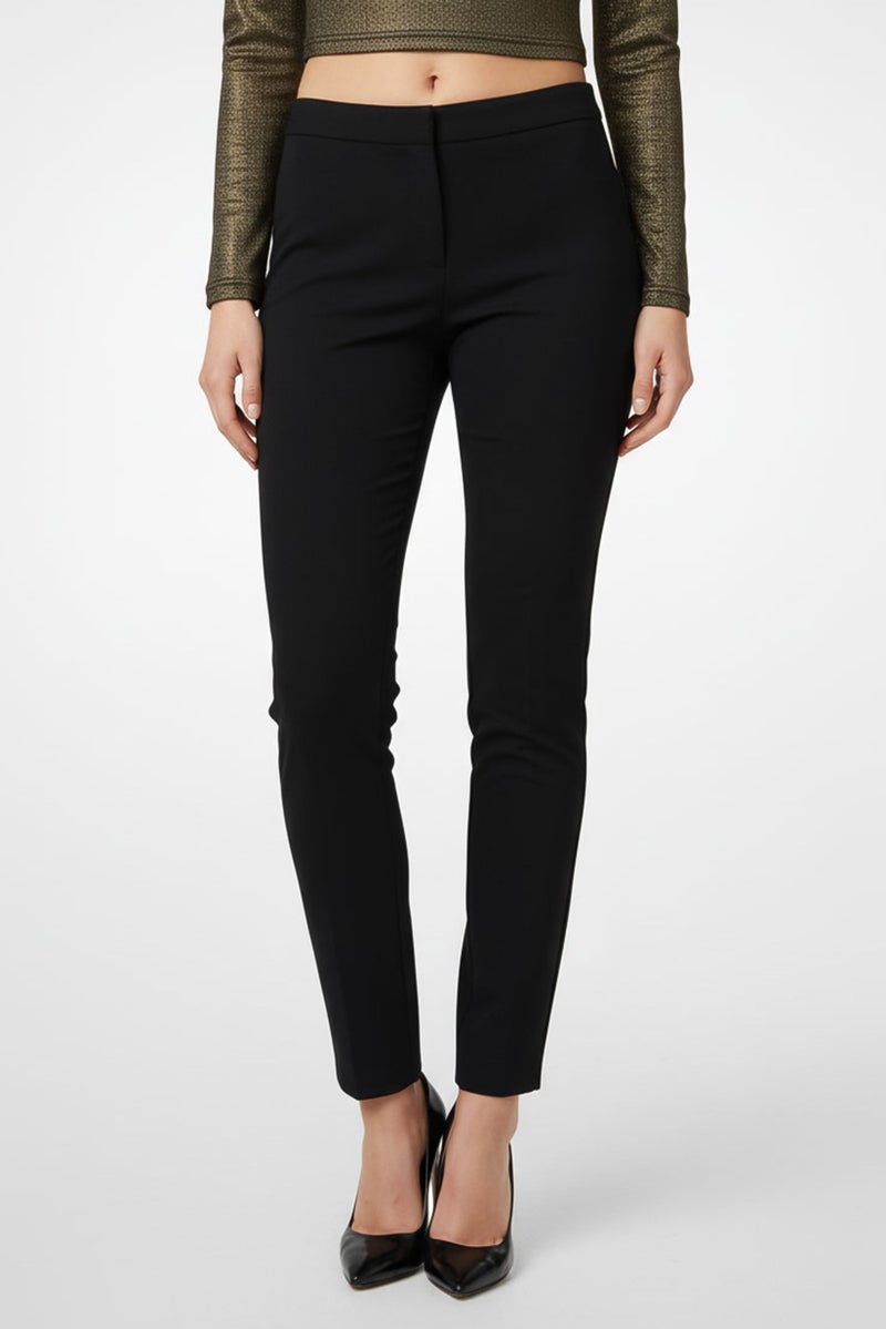 armani Emporio Armani Women Regular Fit Solid No Stretch Skinny Pants, Navy Blue - Image 1