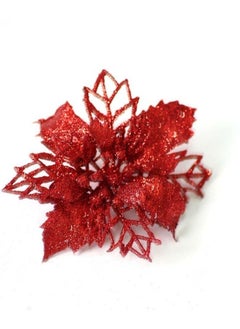 ACLIX Pack Of Four Artificial Flower for Christmas Tree Colorful Glitter Flowers DIY Home Ornaments  - Image 4