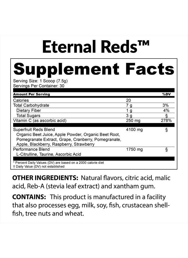 BioTrust Eternal Reds, Red Superfoods Powder, Support for Heart Health and Circulation, Energy, Stamina, No Added Sugar or Caffeine, Naturally Flavored and Sweetened, Berry Flavor (30 Servings)  - Image 2