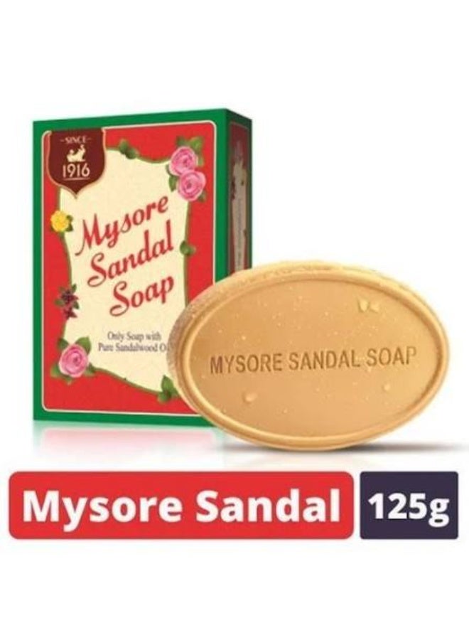 مايسور صندل صابون الاستحمام الأصلي "مايسور صندل" (Mysore Sandal) بوزن 125 جم | خشب الصندل | مرطب | صابون استحمام طبيعي للرجال والنساء - Image 3