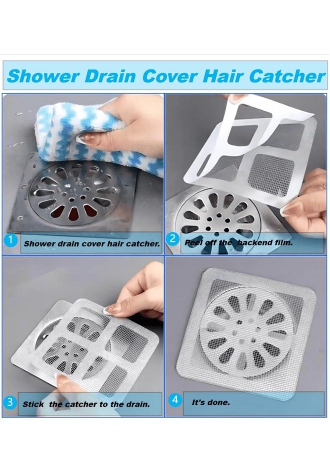 BUPY 50 Pcs Shower Drain Cover Hair Catcher/Shower Drain Mesh Sticker/Laundry,Bathroom, Kitchen, Sink, Drain, Adhesive Window Screen Repair Tape Kit  - Image 5