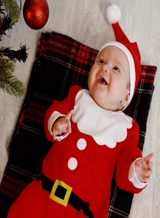 Hifot My First Christmas Baby Girl Boy Santa Romper newborn christmas outfits for boys Long Sleeve Jumpsuit + Hat Infant Outfits Set - Image 2