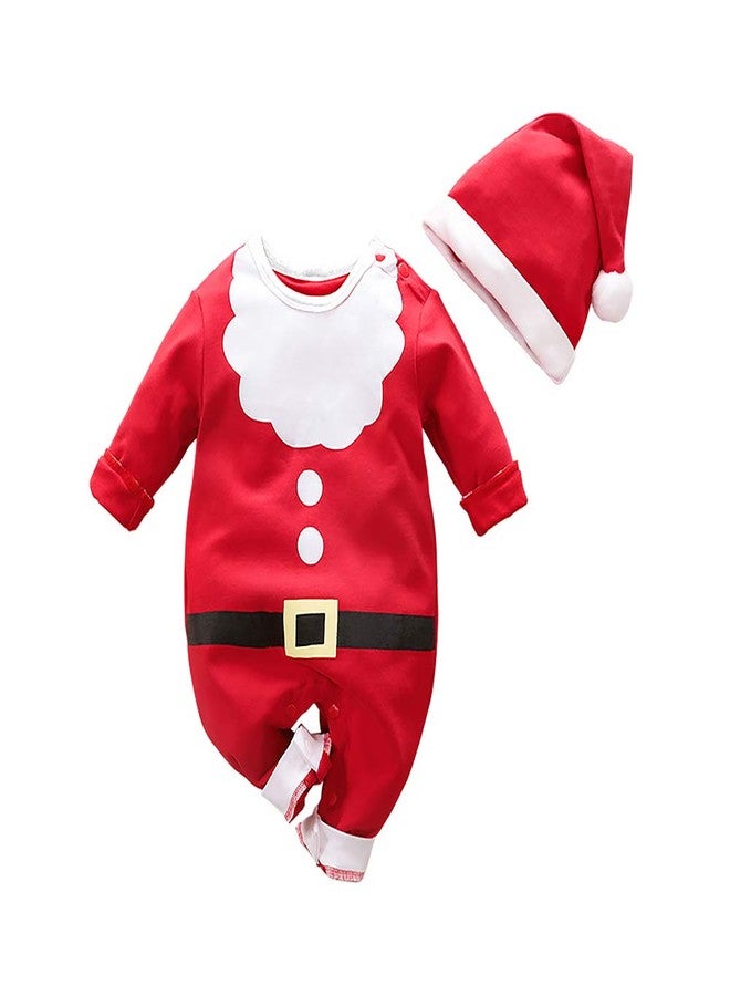 Hifot My First Christmas Baby Girl Boy Santa Romper newborn christmas outfits for boys Long Sleeve Jumpsuit + Hat Infant Outfits Set - Image 1