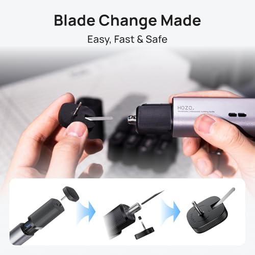 HOZO 10PCS Ultrasonic Cutter Replacement Blades – Compatible with NeoBlade & Most Ultrasonic Cutting Tools,SK5 High Carbon Steel,Safety Dispenser with Waste Slot, Blade Storage Box - 02 Long Blade - Image 5