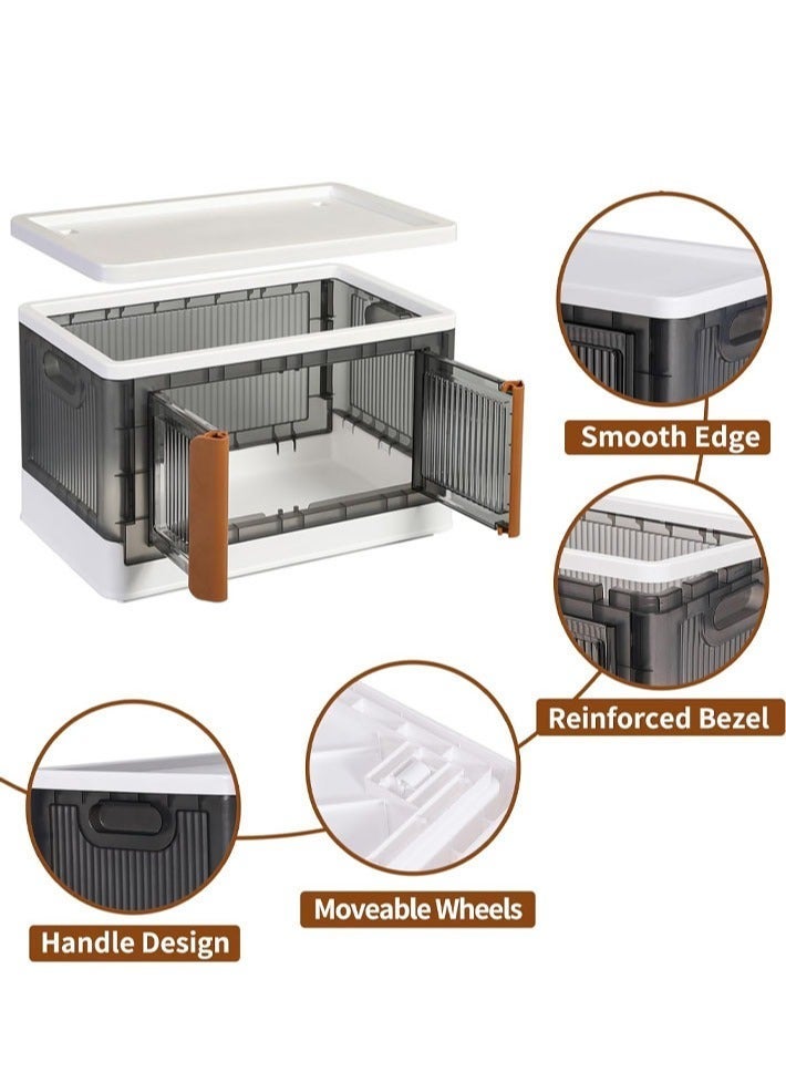 dida-cosmos Foldable Plastic Storage Box 3 layers With Wheels and Doors,XLarge Storage Bin with Lid Organizers Stackable Storage Bins, Closet Organizers Double Door Magnetic with Universal Pulley - Image 5