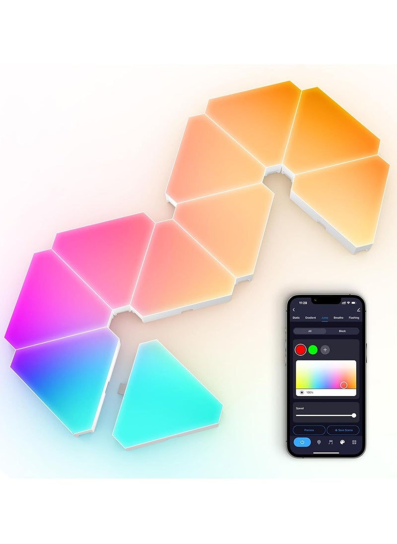 Arabest - Smart LED Light Board,Triangle LED Wall Light,DIY Graffiti Light Board,Gaming Ambient Light,RGB Gaming Light with 6 Connecting Ports,APP Remote Control with WIFI,Free Combination,10pcs - Image 1