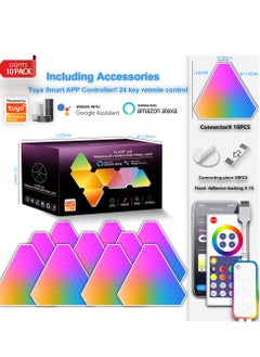 Smart LED Light Board,Triangle LED Wall Light,DIY Graffiti Light Board,Gaming Ambient Light,RGB Gaming Light with 6 Connecting Ports,APP Remote Control with WIFI,Free Combination,10pcs