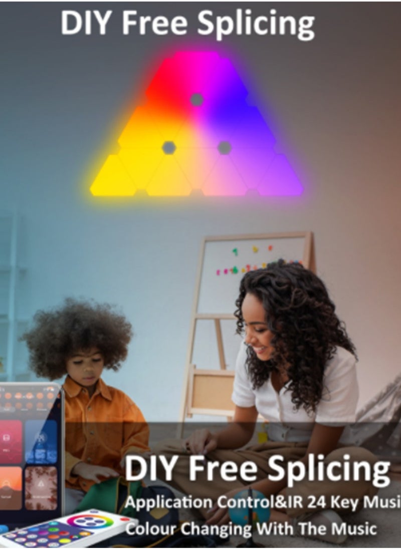 Arabest - Smart LED Light Board,Triangle LED Wall Light,DIY Graffiti Light Board,Gaming Ambient Light,RGB Gaming Light with 6 Connecting Ports,APP Remote Control with WIFI,Free Combination,10pcs - Image 1