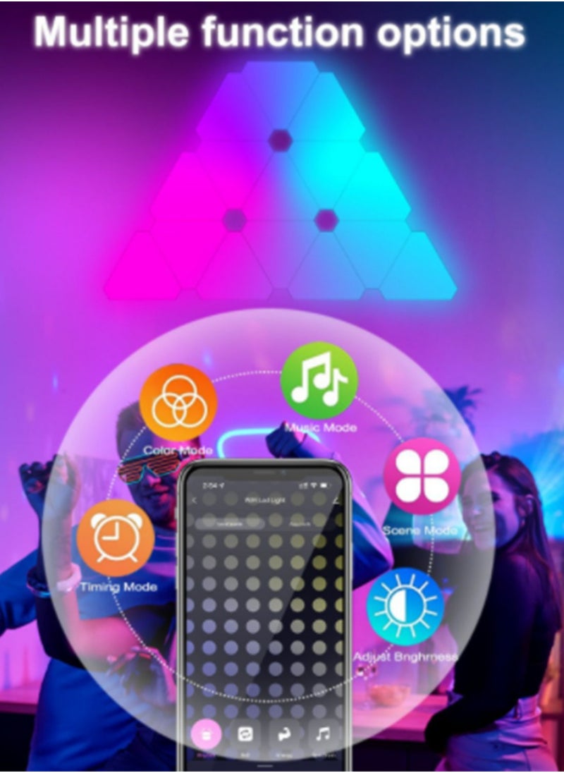 Arabest - Smart LED Light Board,Triangle LED Wall Light,DIY Graffiti Light Board,Gaming Ambient Light,RGB Gaming Light with 6 Connecting Ports,APP Remote Control with WIFI,Free Combination,10pcs - Image 1