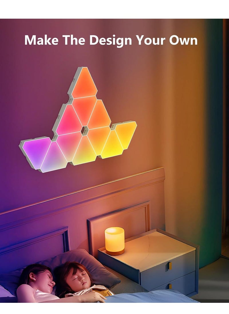 Arabest - Smart LED Light Board,Triangle LED Wall Light,DIY Graffiti Light Board,Gaming Ambient Light,RGB Gaming Light with 6 Connecting Ports,APP Remote Control with WIFI,Free Combination,10pcs - Image 1