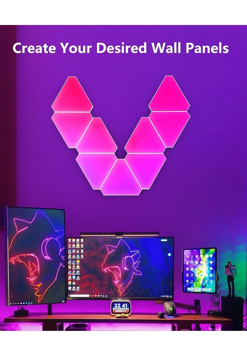 Arabest - Smart LED Light Board,Triangle LED Wall Light,DIY Graffiti Light Board,Gaming Ambient Light,RGB Gaming Light with 6 Connecting Ports,APP Remote Control with WIFI,Free Combination,10pcs - Image 1