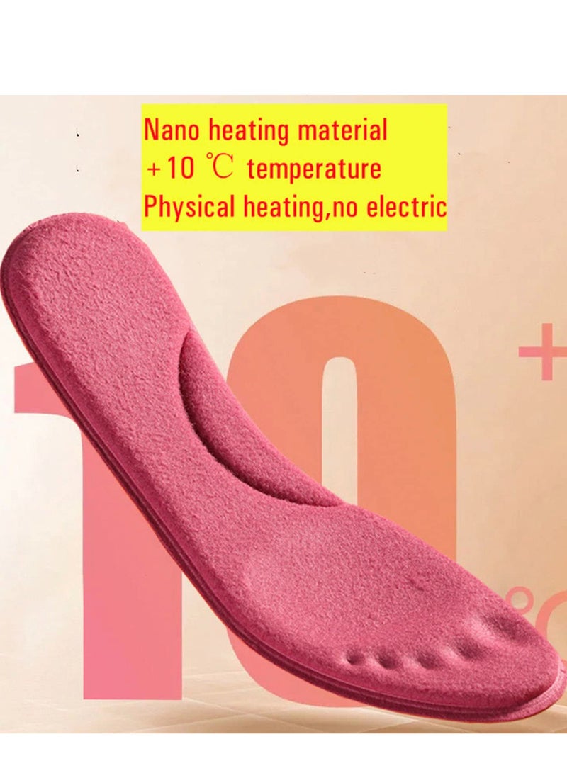 Excefore Self-Heating Insoles, Feet Warm Memory Foam Arch Support Insoles Winter Sports Shoes Self-heating Shoe Pads, for Trainers, Sports, Warm Health Gift Women and Men (Pink, 39-40) - Image 3