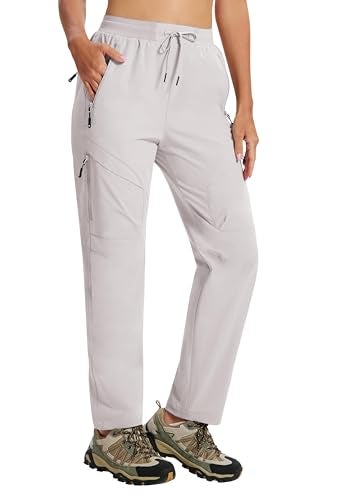 AIRIKE Womens Hiking Pants Lightweight Quick Dry Cargo Pants Casual Work Travel Outdoor Pant Ash Gray S - Image 1