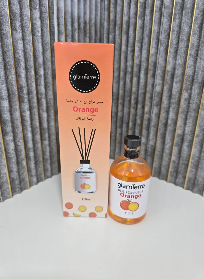 جلامير معطر منزلي بالعصي العطرية – 110 مل (ورد / برتقال) - Image 2