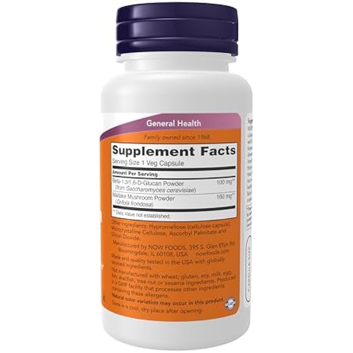 now Supplements, Beta 1,3/1,6- D-Glucan 100 mg with Maitake Mushrooms, 90 Veg Capsules - Image 2