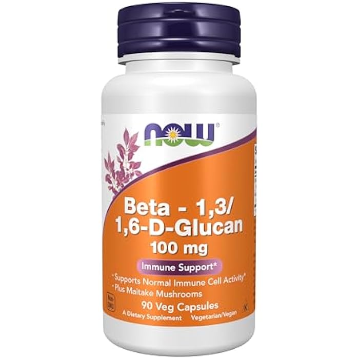 now Supplements, Beta 1,3/1,6- D-Glucan 100 mg with Maitake Mushrooms, 90 Veg Capsules - Image 1