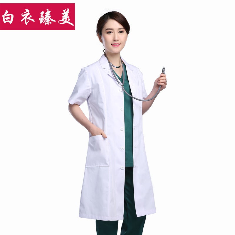 White Lab Coat Long-Sleeved Doctor'S Clothing Men'S Summer Thin Half-Sleeved Short-Sleeved Long Lab Coat Chemical Doctor'S Work Clothes - Image 4