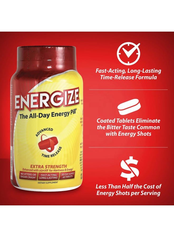 iSatori Energise Extra Strength Caffeine Pills - Fast Acting Long-Lasting Energy Pill - Extended-Release Caffeine - Improved Alertness and Clarity - All Day Energy, No Jitters, No Crash (60 Tablets) - Image 3