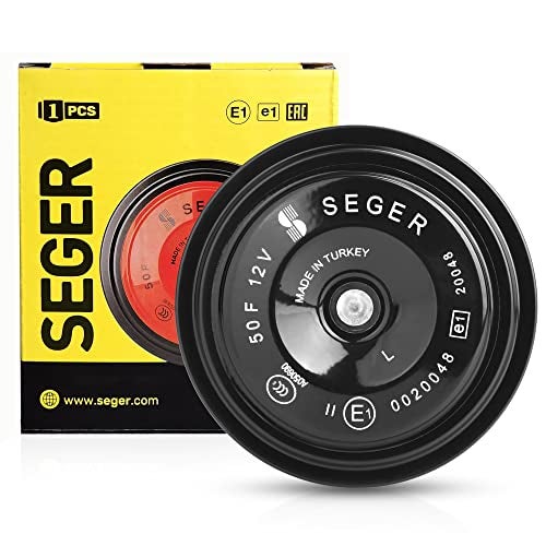 SEGER Disc Horn - 50F Series, 12V, Low Tone, Waterproof, Universal Fit, Loud Truck Horn with Mounting Bracket - Image 1