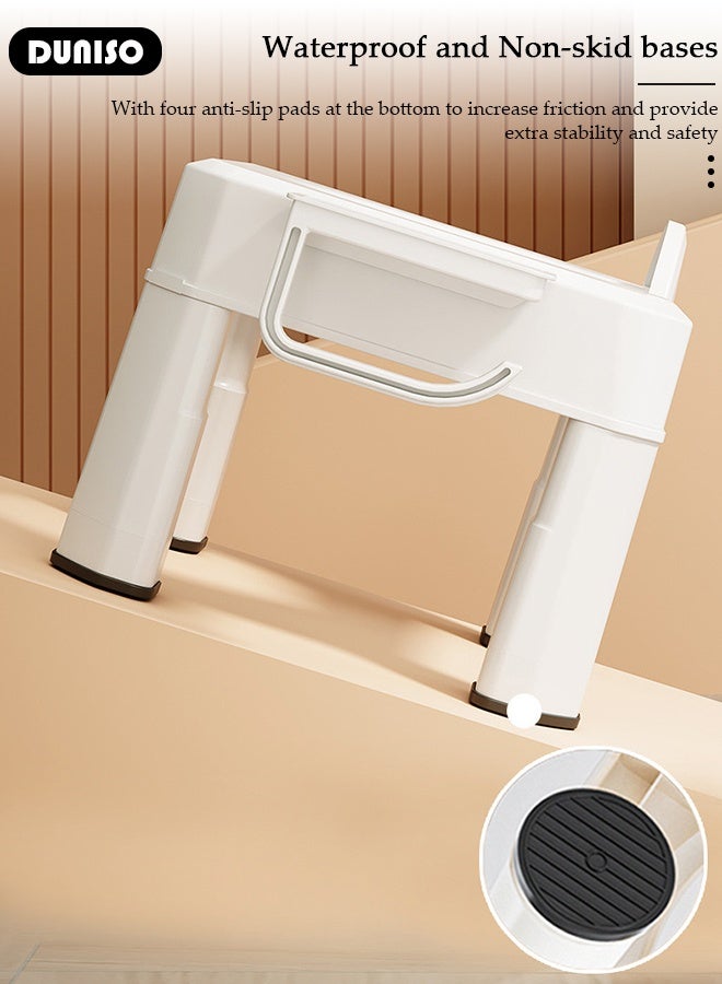 DUNISO Bathroom Stools Toilet Foot Stool Squat Bathroom Foot Rest Non-Slip Plastic Potty Stool Portable Poop Stool Adjustable Heights Toilet Footstool for Pregnant Women, Old/Children - Image 4
