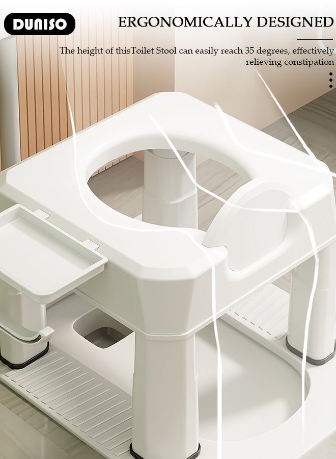 DUNISO Bathroom Stools Toilet Foot Stool Squat Bathroom Foot Rest Non-Slip Plastic Potty Stool Portable Poop Stool Adjustable Heights Toilet Footstool for Pregnant Women, Old/Children - Image 3