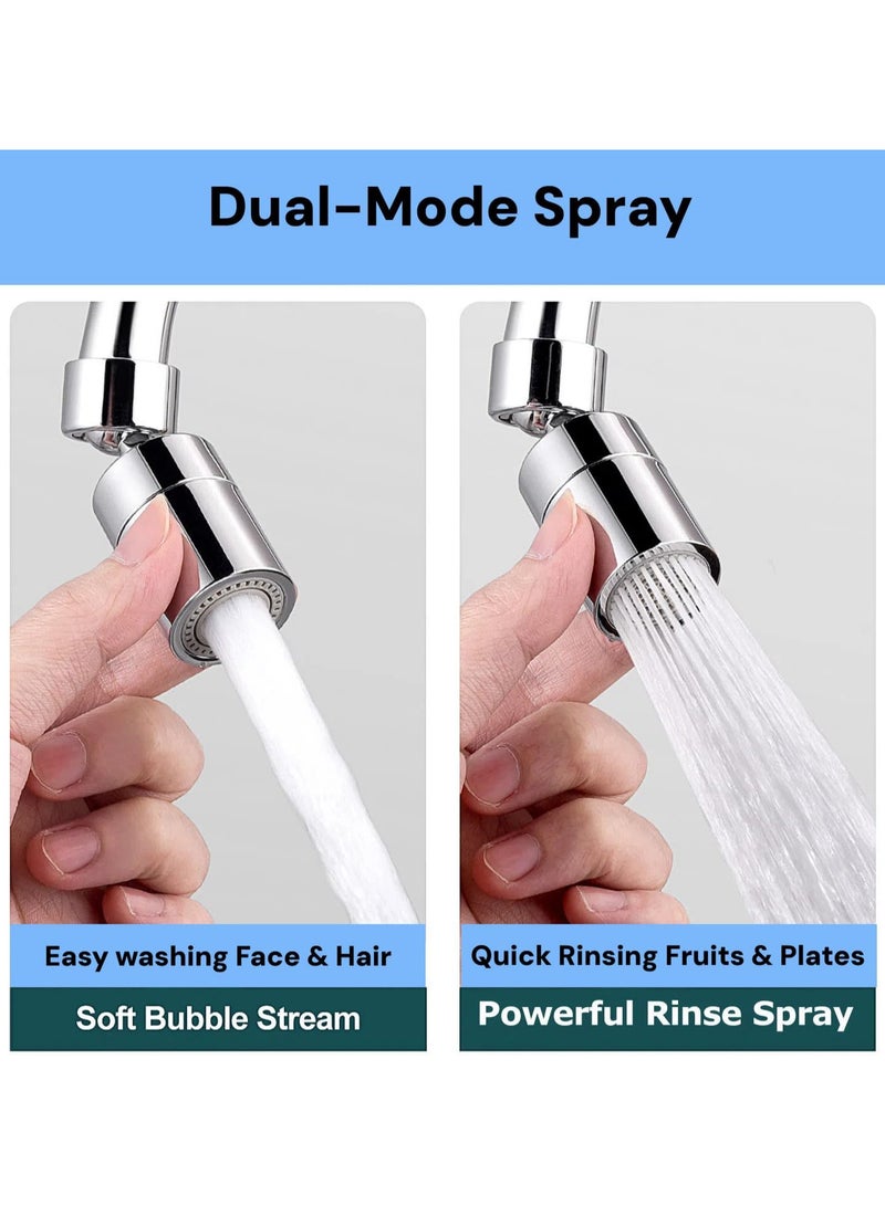 انسجام مهوية صنبور دوارة، قابلة للدوران 360 درجة، مزودة برأس صنبور مانع للتسرب، مزودة برشاش مزدوج الوظيفة، للمطبخ/الحمام، مطلية بالكروم - Image 3