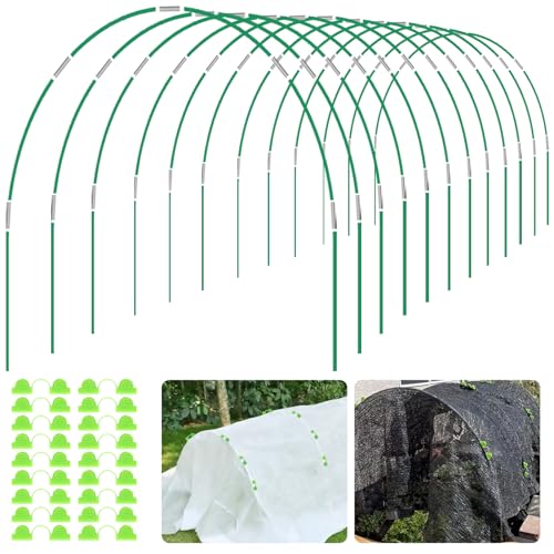 Hoyejyou 72Pcs Garden Hoops for Raised Beds Wide, 12 Sets of 8Ft Greenhouse Hoops Grow Tunnel, Rust-Free Fiberglass Hoops Frame for Row Cover Netting Shade Cloth DIY Garden Stakes Supplies - Image 1