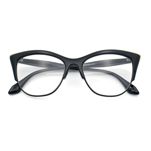 SA106 Womens High Point Squared Half Rim Look Cat Eye Glasses Black - Image 1