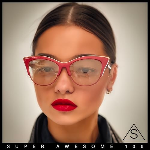 SA106 Womens High Point Squared Half Rim Look Cat Eye Glasses Black - Image 3