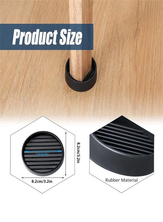 YJ Non Slip Furniture Coasters, 4pcs Round Rubber Furniture Caster Cups Non Skid Furniture Cups Anti Skid Leg Coasters Floor Protector for Bed Couch Stoppers, 7.6x7.6cm - Image 2