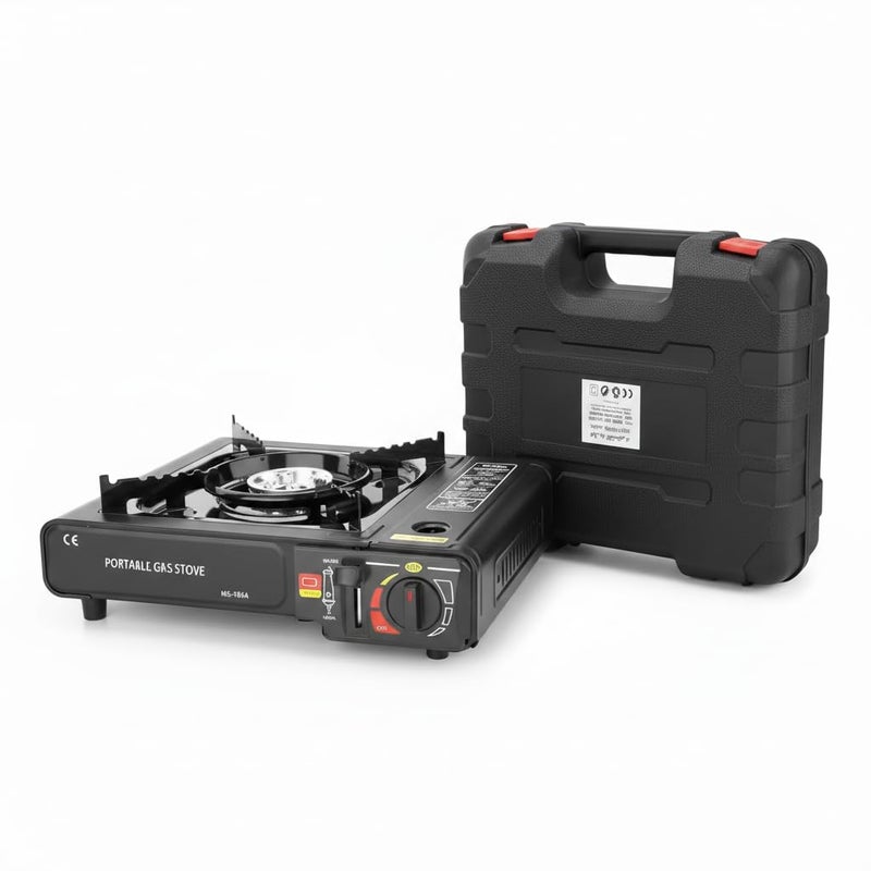 Portable Picnic Cooker, Dual Use Camping and Emergency Gas Stove with Auto Ignition, Compatible with Gas Cans and Large Cylinders - Image 1