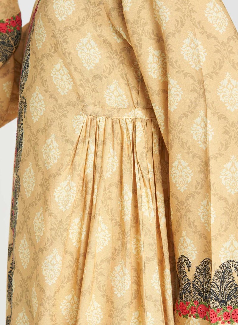 KASHKHA Viscose Damask Print Kuwaiti Cut Jalabiya - Image 4