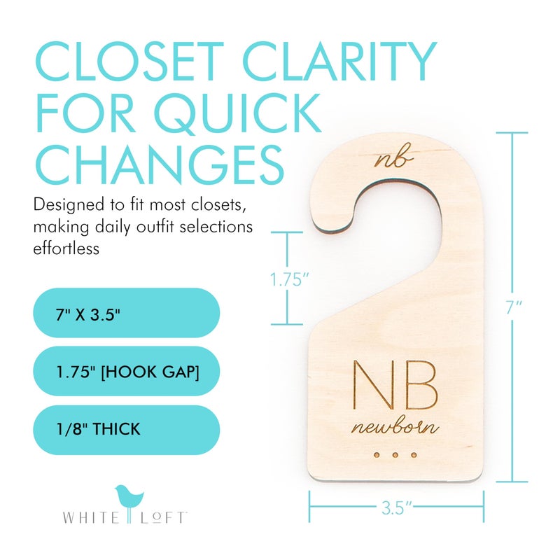White Loft Baby Clothes Dividers for Closet – Wood Size Dividers for Newborn to 24 Months, Nursery Organizer, Large 1in Letter Size (Set of 7) - Image 4
