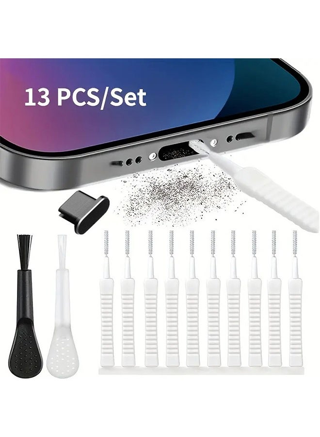 Phone Speaker Cleaning Kit - 13 PCs Phone Charger Port Cleaner, Cell Phone Port Cleaning Brush, Reusable Phone Cleaning Brush, Speaker Cleaning Tool, Charging Port Cleaning Kit for Phone. - Image 1