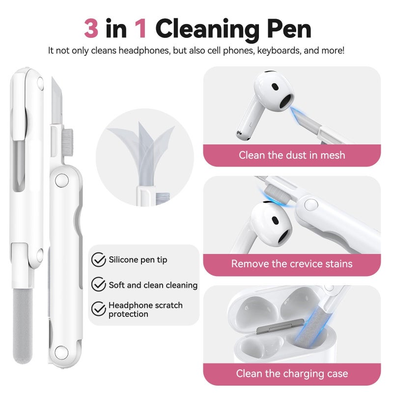 Joremx for Airpods 4 Case Pink 2024 with Safety Lock & Phone Stand, 3D Bow Clear iPod 4 Cases with Cute Keychain & Cleaning Kit, Soft TPU Cover for AirPods 4th Generation Case Girls Women - Image 5