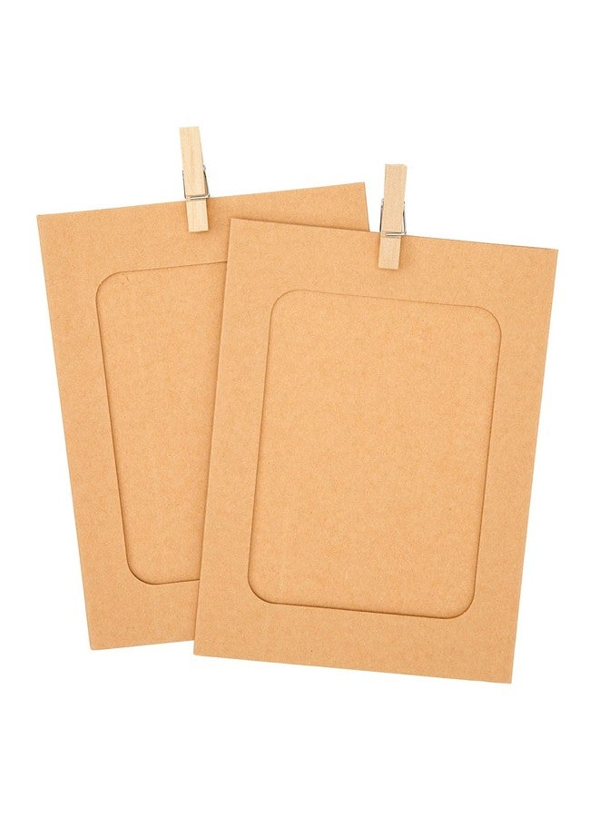 جيجاكرافت إطارات صور من الورق البني من jijAcraft، 30 قطعة، إطارات صور من الورق المقوى مقاس 4 × 6 بوصة مع مشابك خشبية وخيط، إطارات صور DIY للأطفال، أعمال فنية، غرفة نوم، ديكور حائط الفصل الدراسي، عرض صور معلق - Image 3