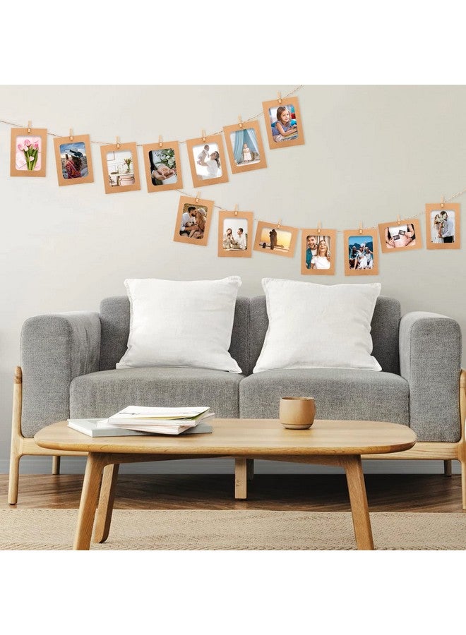 جيجاكرافت إطارات صور من الورق البني من jijAcraft، 30 قطعة، إطارات صور من الورق المقوى مقاس 4 × 6 بوصة مع مشابك خشبية وخيط، إطارات صور DIY للأطفال، أعمال فنية، غرفة نوم، ديكور حائط الفصل الدراسي، عرض صور معلق - Image 5