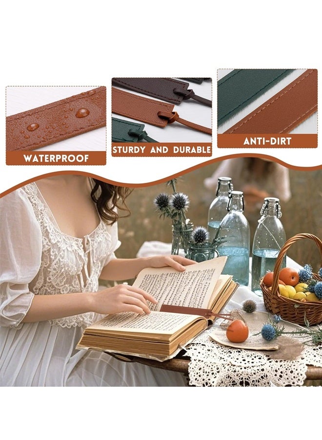 4 Pcs Leather Bookmark, Classic Stitched Bookmark with Leather Rope, Bookmarks for Men, Handmade Stitched Book Marks Page Markers for Book Reader Teachers Students School Office - Image 5