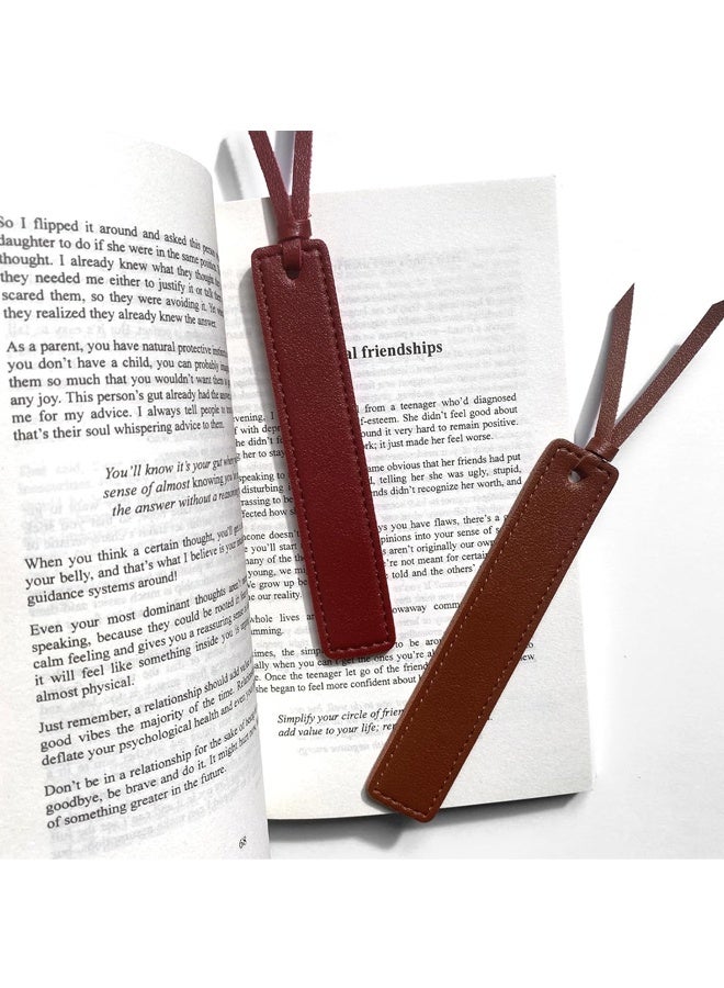 4 Pcs Leather Bookmark, Classic Stitched Bookmark with Leather Rope, Bookmarks for Men, Handmade Stitched Book Marks Page Markers for Book Reader Teachers Students School Office - Image 3