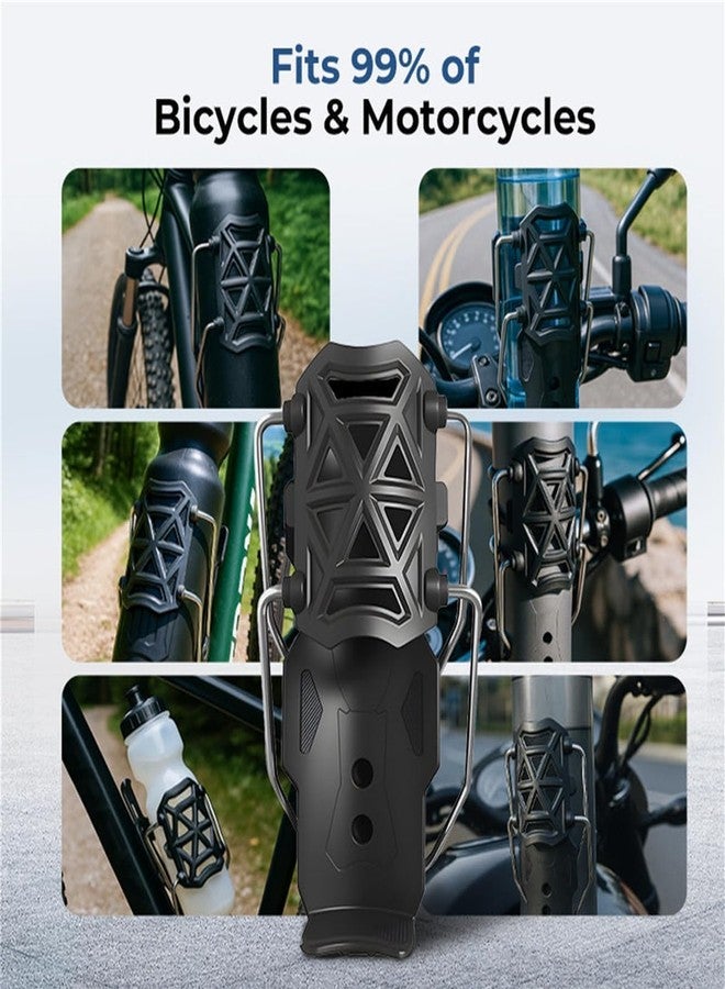 SRPHERE Cycling Water Bottle Holder, 360° Rotatable Auto-Clamping Cup Cage, Tool-Free Universal Mount for 2-3" Bottles, Honeycomb Mesh for Mountain/Road Bikes & Motorcycles (Black) - Image 2