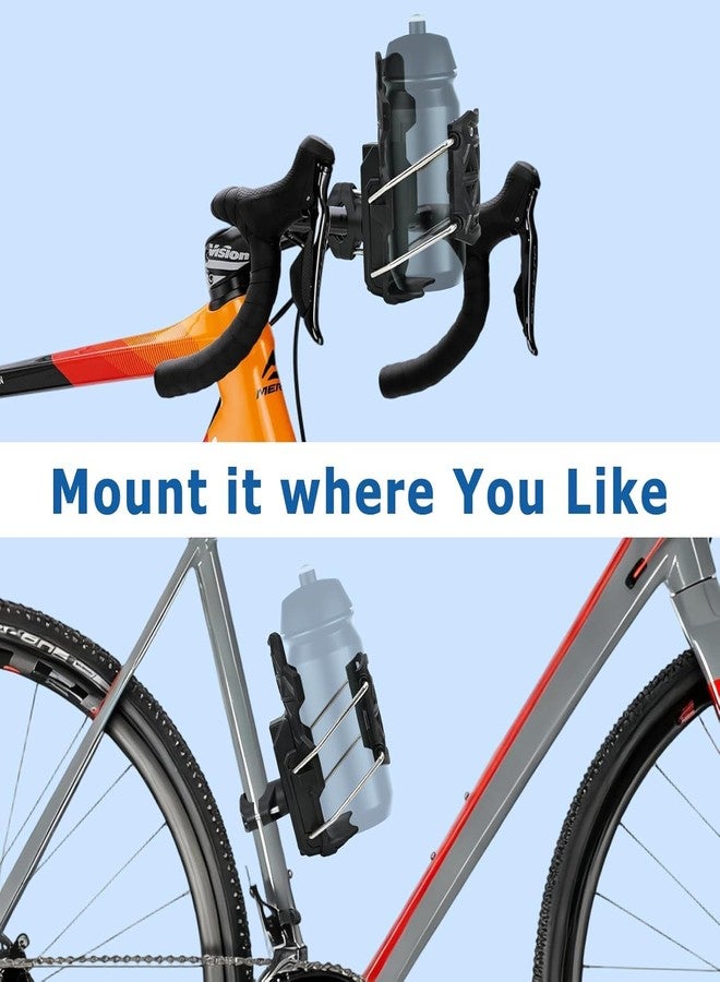 SRPHERE Cycling Water Bottle Holder, 360° Rotatable Auto-Clamping Cup Cage, Tool-Free Universal Mount for 2-3" Bottles, Honeycomb Mesh for Mountain/Road Bikes & Motorcycles (Black) - Image 5
