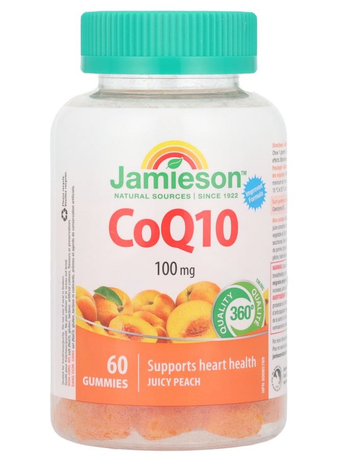 Jamieson CoQ10 Gummies Juicy Peach 100 mg 60 Gummies 