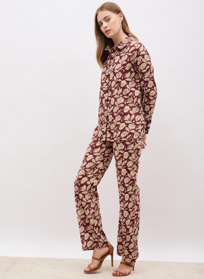 Styli Bohemian Printed Long Sleeve Shirt and Straight Pants Co-Ords  - Image 1