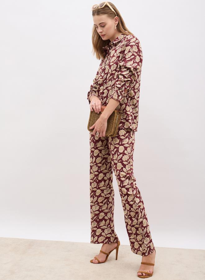 Styli Bohemian Printed Long Sleeve Shirt and Straight Pants Co-Ords  - Image 3