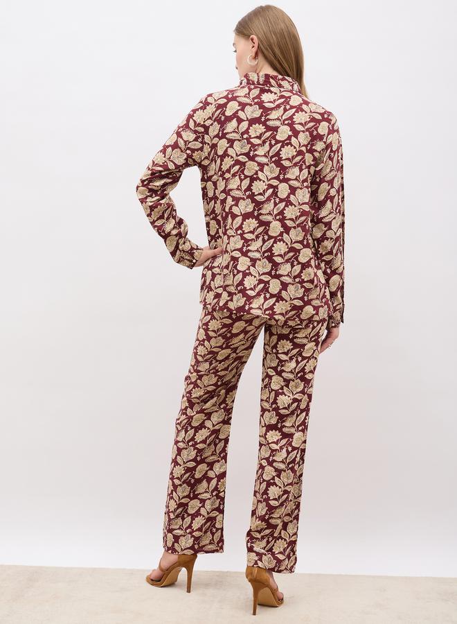 Styli Bohemian Printed Long Sleeve Shirt and Straight Pants Co-Ords  - Image 5