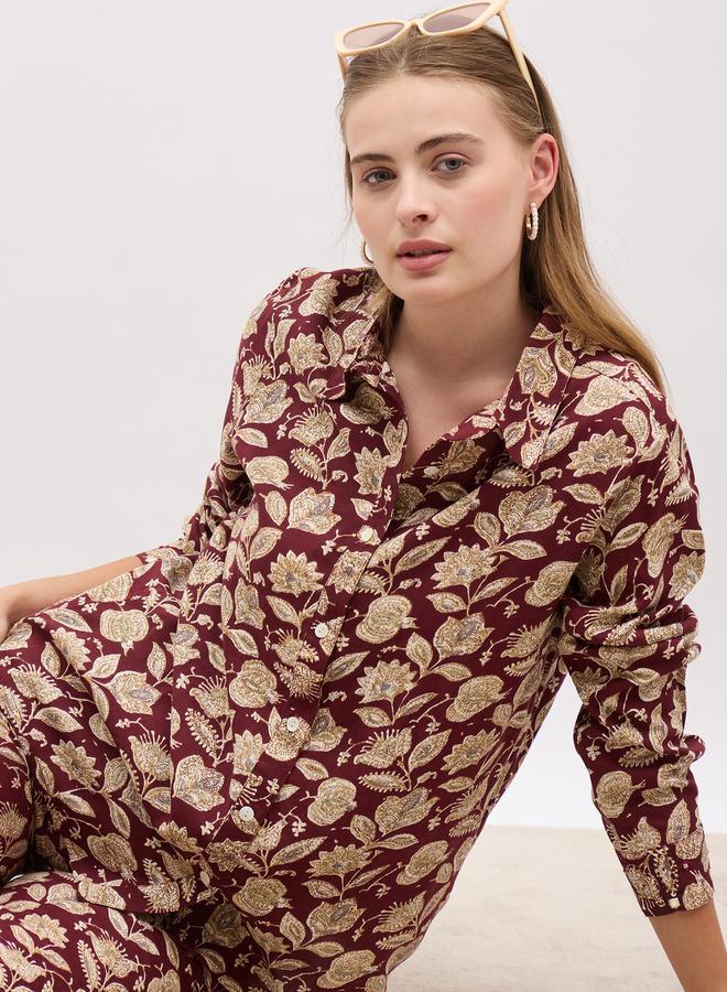 Styli Bohemian Printed Long Sleeve Shirt and Straight Pants Co-Ords  - Image 4